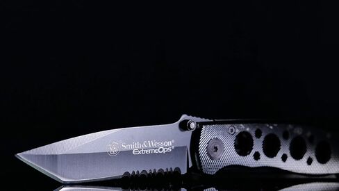 Smith & Wesson CK5TBS 7.4in High Carbon S.S. Folding Knife with a 3.2in Serrated Tanto Blade and Aluminum Handle for Outdoor, Tactical, Survival and EDC in Saudi Arabia