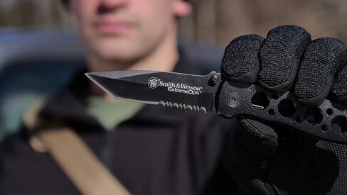 Smith & Wesson CK5TBS 7.4in High Carbon S.S. Folding Knife with a 3.2in Serrated Tanto Blade and Aluminum Handle for Outdoor, Tactical, Survival and EDC in Saudi Arabia
