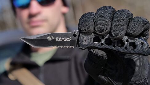 Smith & Wesson CK5TBS 7.4in High Carbon S.S. Folding Knife with a 3.2in Serrated Tanto Blade and Aluminum Handle for Outdoor, Tactical, Survival and EDC in Saudi Arabia