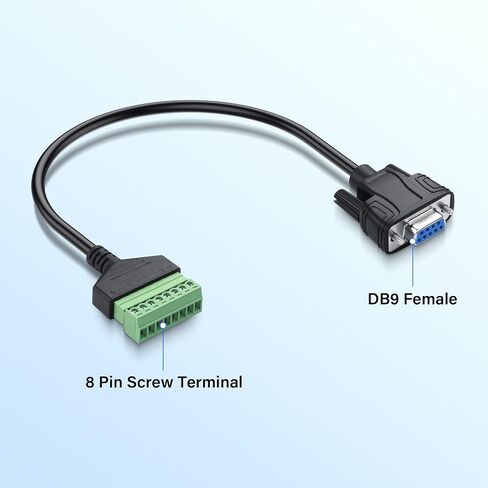 DB9 RS232 Female to 8 Pin Screw Solderless Terminal Extension Cable for Extended Use of Computer Hosts or Display Devices via Network Cable(0.3M) in Kuwait