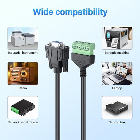 DB9 RS232 Female to 8 Pin Screw Solderless Terminal Extension Cable for Extended Use of Computer Hosts or Display Devices via Network Cable(0.3M) in Kuwait