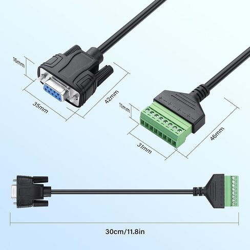 DB9 RS232 Female to 8 Pin Screw Solderless Terminal Extension Cable for Extended Use of Computer Hosts or Display Devices via Network Cable(0.3M) in Kuwait