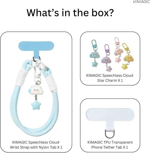 KIMAGIC Dopamine Minimalist Wrist Strap Phone Lanyard, Anti-Drop, Includes 2 Types of Phone Tabs (Clear & Matching Nylon) in Kuwait