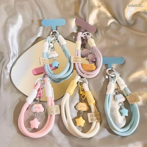 KIMAGIC Dopamine Minimalist Wrist Strap Phone Lanyard, Anti-Drop, Includes 2 Types of Phone Tabs (Clear & Matching Nylon) in Kuwait