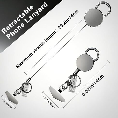 4 Pcs Anti-theft Phone Strap Set, Retractable Phone Lanyard with Locking Carabiner, Universal Cell Phone Strap for Backpack, Belt, Travel, Hiking, Camping, Skiing in Kuwait