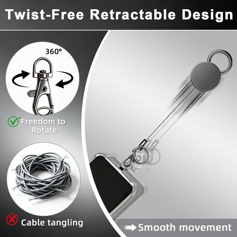 4 Pcs Anti-theft Phone Strap Set, Retractable Phone Lanyard with Locking Carabiner, Universal Cell Phone Strap for Backpack, Belt, Travel, Hiking, Camping, Skiing in Kuwait
