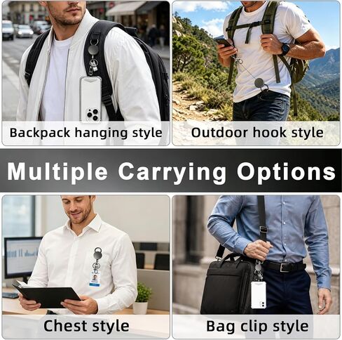 4 Pcs Anti-theft Phone Strap Set, Retractable Phone Lanyard with Locking Carabiner, Universal Cell Phone Strap for Backpack, Belt, Travel, Hiking, Camping, Skiing in Kuwait