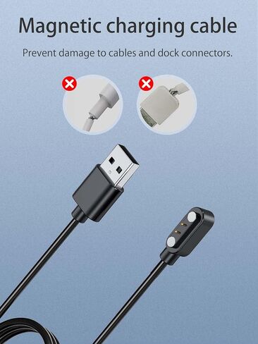 NOUKAJU Charger for Kimeag S81 Smart Watch, Magnetic USB Charging Cable 1.96ft/60cm,Charger Cable Replacement for Kimeag S81 SmartWatch(Black) in Kuwait