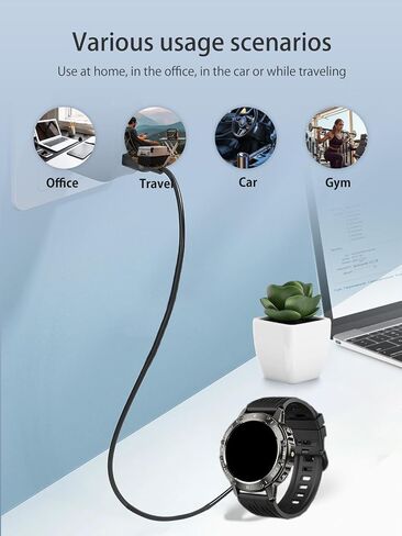 NOUKAJU Charger for Kimeag S81 Smart Watch, Magnetic USB Charging Cable 1.96ft/60cm,Charger Cable Replacement for Kimeag S81 SmartWatch(Black) in Kuwait