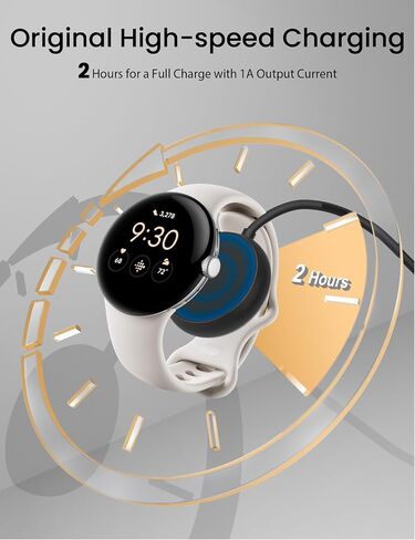 Sinoacc Charger for Google Pixel Watch 1, USB Charging Cable Replacement for Google Pixel Smartwatch - Black in Kuwait