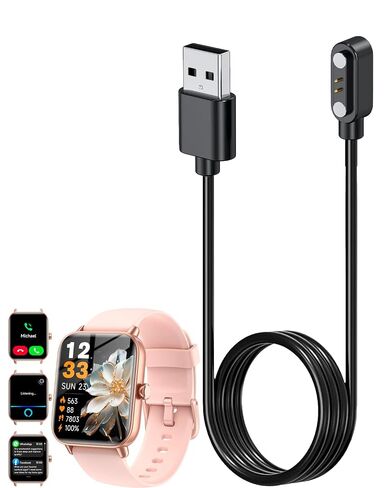 Smart Watch Charger for Hingso IDW19 2Ft/60cm 2 Pin USB Portable Magnetic Charging Cable Cord for Hingso IDW19 in Kuwait