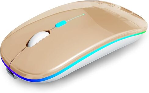 Slim Rechargeable Bluetooth Wireless Mouse, 2.4G Dual Mode Silent Click, Type-C Charging 3 DPI Portable Matte Black Optical Mice Compatible with Laptop Mac iPad Windows Tablet Office Travel (Gold) in Saudi Arabia