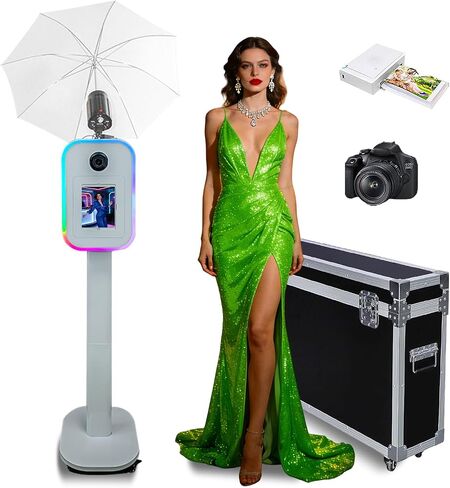 Photo Booth Compatible with iPad 10.2"-13" and Camera, with Flashlight, Selfie DSLR Photobooth Machine for Rental Wedding Birthday Events in Saudi Arabia