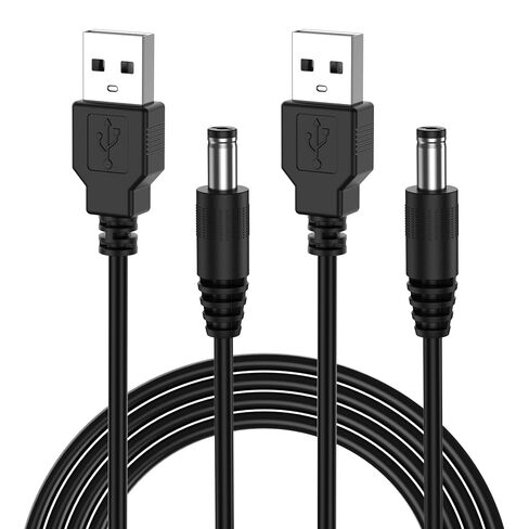 Meliya USB to DC 5V Power Cord, USB-A Male to DC 5.5mm x 2.1mm Power Plug Connector Charge Barrel Jack Power Cable, 2Pack-3.3ft in Kuwait