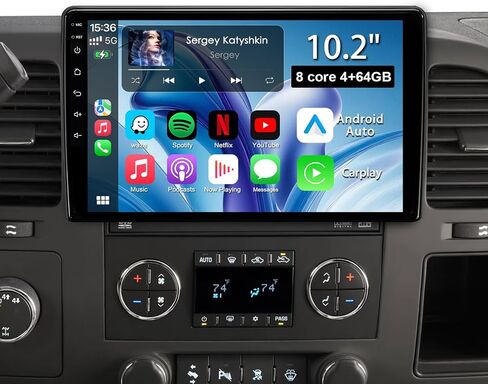 Android 13 Car Radio Stereo for Chevy Silverado 2007-2013 GMC Sierra Yukon, 8Core 4+64GB Head Unit 10.2" Plug and Play, Support CarPlay & Android Auto, FM/AM in Saudi Arabia