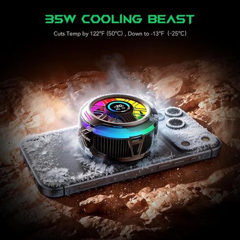 Black Shark Magnetic Phone Cooler 6 Pro – Smart Display, Magnetic Ring Plate, Addressable RGB LEDs, App-Controlled Cooling Fan for iPhone MagSafe, Android & iPad – Gaming, Streaming & Photography in Saudi Arabia