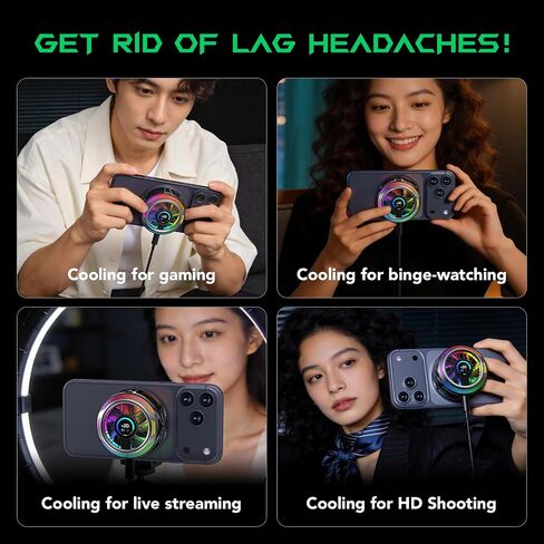 Black Shark Magnetic Phone Cooler 6 Pro – Smart Display, Magnetic Ring Plate, Addressable RGB LEDs, App-Controlled Cooling Fan for iPhone MagSafe, Android & iPad – Gaming, Streaming & Photography in Saudi Arabia