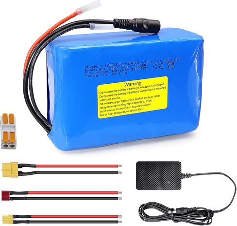 KBT 36V 8Ah Rechargeable Li-ion Battery with Charger, Charging Cable, Cable Connector, Build-in 10A BMS in Kuwait