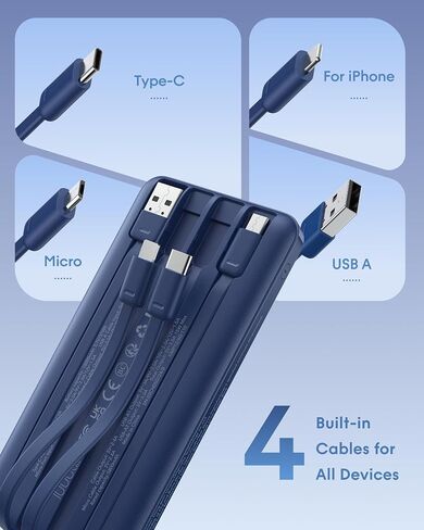 charmast Portable Charger Fast Charging,Built-in 4 Cables,6 Outs & 4 Inputs in Kuwait