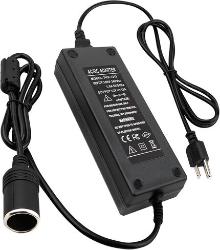 Ac to Dc 110V to 12V Converter,15A 180W, Cigarette Lighter Adapter to Wall Plug,12 Volt Dc Adapter for Car Tire Inflator, Compressor, Car Refrigerator, Car Vacuum, Cooler in Kuwait