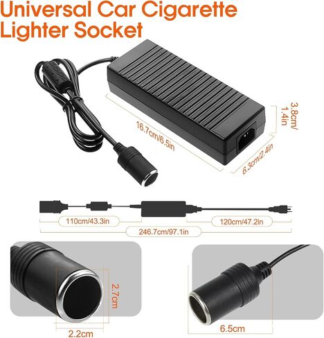 Ac to Dc 110V to 12V Converter,15A 180W, Cigarette Lighter Adapter to Wall Plug,12 Volt Dc Adapter for Car Tire Inflator, Compressor, Car Refrigerator, Car Vacuum, Cooler in Kuwait
