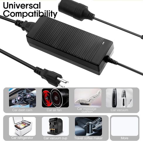Ac to Dc 110V to 12V Converter,15A 180W, Cigarette Lighter Adapter to Wall Plug,12 Volt Dc Adapter for Car Tire Inflator, Compressor, Car Refrigerator, Car Vacuum, Cooler in Kuwait