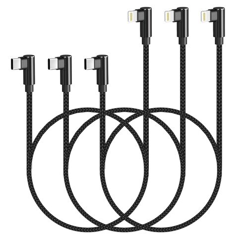 كابل USB C إلى Lightning بطول 3 أقدام معتمد من MFi وشاحن iPhone 90 درجة 3 عبوات in Kuwait