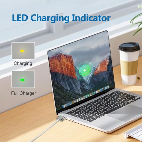 Qacxzer USB-C to Magnetic 3 Cable, 140W Magnetic Safe Charging Cable Compatible with MacBook Pro/Air & M1 M2 M3(Between 2021-2024 14"& 16 inch) - 6.6ft in Saudi Arabia