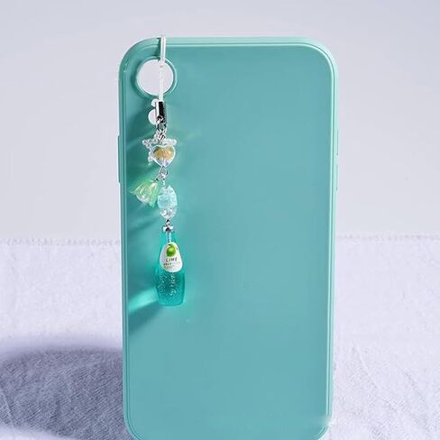 Crystal Bead Water Bottle Charm Pendant Keychain Star Flower Beaded Phone Lanyard Lightweight Backpack Pendant Keyring, Blue in Kuwait