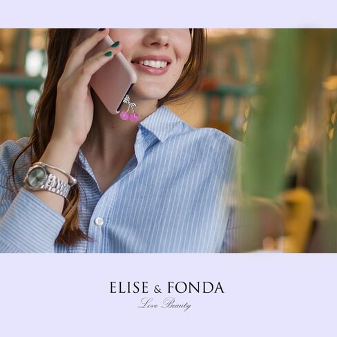 ELISE & FONDA TP924 Type-C Charging Port Crystal Anti Dust Plug Big 3D Cherry with Glitter Cell Phone Charm for iPhone 15/16/Samsung/OnePlus/Xiaomi/oppo Android Phones (Purple) in Kuwait