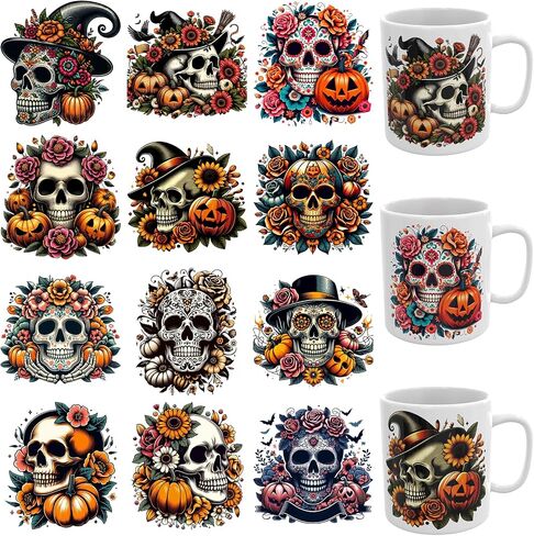 12 PCS UV DTF Stickers Halloween Gnomes UV DTF Cup Wrap for Cup in Kuwait