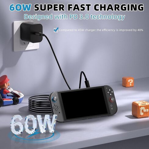 Switch 2 Charger, 60W AC Power Adapter for Nintendo 2/1 in Kuwait