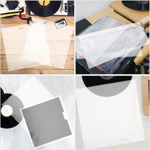 Vinyl Record Outer Sleeves Easy to Use White 10pcs Plastic with Adhesive Seal Vinyl Record Covers to Prevent Data Damage and Protection in Kuwait