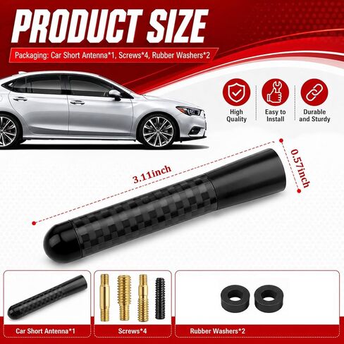3.11 Inch Short Car Antenna,Carbon Fiber Stylish Short Antenna for Car Compatible with BMW Fiat Ford Honda Lexus,Replacement Cars Antennas Automotive Exterior Accessories in Saudi Arabia