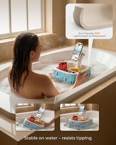 SupeDesk Adjustable Tablet Stand with Floating Storage Basket, Waterproof iPad Holder for Bed, Couch & Poolside, Hands-Free Tablet Stand with Clamp Arm for Tablets, Kindle & Phones in Kuwait
