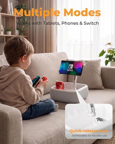 SupeDesk Adjustable Tablet Stand with Floating Storage Basket, Waterproof iPad Holder for Bed, Couch & Poolside, Hands-Free Tablet Stand with Clamp Arm for Tablets, Kindle & Phones in Kuwait