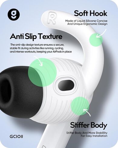 Memory Foam Ear Tips & Ear Hooks for AirPods Pro 3 (2025),Anti-Slip Sport Ear Tips Accessories Compatible with Apple AirPods Pro 3rd Generation (S/M/L Black Buds, 2 Pairs White Hooks) in Saudi Arabia