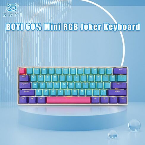 BOYI Wired 60% Mechanical Gaming Keyboard,Mini RGB Cherry MX Switch PBT Keycaps NKRO Programmable Type-C Keyboard for Gaming and Working (Joker Color,Cherry MX Red Switch) in Saudi Arabia