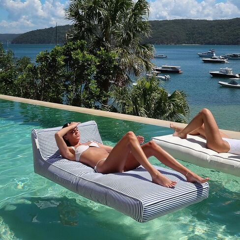 SUNNYLiFE Le Weekend Luxe Lie-On Lounger, Navy, PVC/Polyester, 70.87 x 33.46 x 19.69 inches, 8.38 lbs in Saudi Arabia