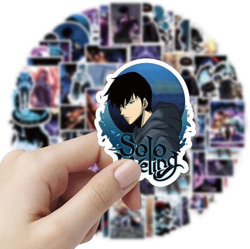 50PCS Solo Leveling Sticker Set, Waterproof Vinyl Decals, Anime Character Collection for Laptop, Water Bottle Gifts Birthday Decorations (Green) in Kuwait