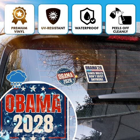 VOTANTA (9 Pcs, 3 inch) - Obama 2028 Stickers Pack, Obama'28 Since Rules Don't Exist Anymore Sticker, Anti Felon President Political Democrat Gift Decoration for Laptops, Phones, Water Bottles in Kuwait