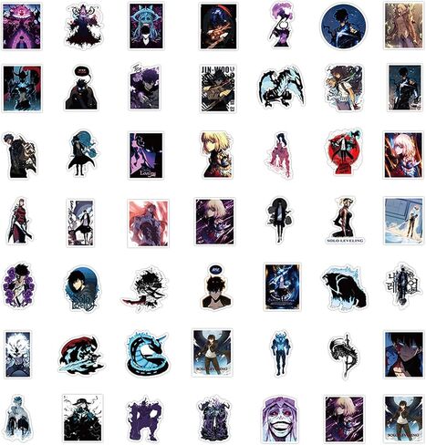50PCS Solo Leveling Sticker Set, Waterproof Vinyl Decals, Anime Character Collection for Laptop, Water Bottle Gifts Birthday Decorations (Green) in Kuwait