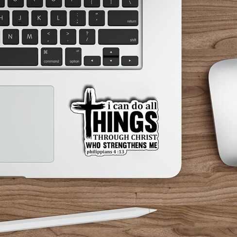 (3 قطع) ملصقات I Can Do All Things Through Christ من ملصقات الكتاب المقدس والآية المسيحية لأجهزة الكمبيوتر المحمول وزجاجة المياه ومجلة سجل القصاصات من الفينيل وهدايا روحية ملهمة مقاس 3 × 2.5 بوصة in Kuwait