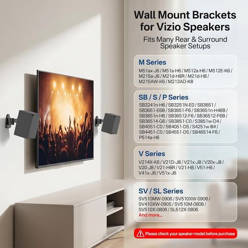 tiebutie Speaker Wall Mounts Pair for Vizio Rear Speaker Mounts - Swivel & Tilt Wall Mount Bracket for V20x-J8, SV510X-08 and Most Vizio Surround Sound Speaker Mounts WR Keyhole & Thread Hole in Saudi Arabia