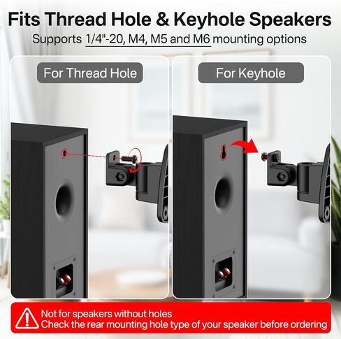 tiebutie Speaker Wall Mounts Pair for Vizio Rear Speaker Mounts - Swivel & Tilt Wall Mount Bracket for V20x-J8, SV510X-08 and Most Vizio Surround Sound Speaker Mounts WR Keyhole & Thread Hole in Saudi Arabia
