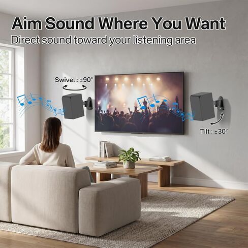 tiebutie Speaker Wall Mounts Pair for Vizio Rear Speaker Mounts - Swivel & Tilt Wall Mount Bracket for V20x-J8, SV510X-08 and Most Vizio Surround Sound Speaker Mounts WR Keyhole & Thread Hole in Saudi Arabia