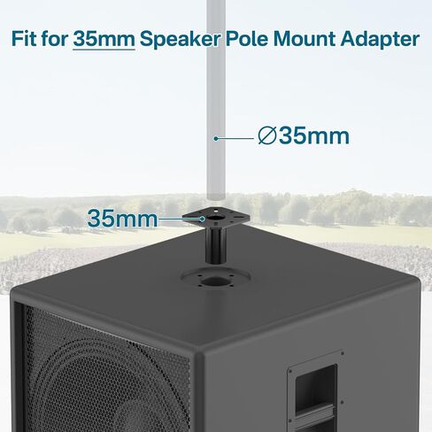 Metal 35mm Speaker Pole Adapter for DJ/PA Speaker Pole - 4.13"x4.13" Speaker Stand Top Hat with Screws for Easy to Install Speaker Stand Top Bracket for 35mm Pole Mount Adapter, 1 Pack in Saudi Arabia