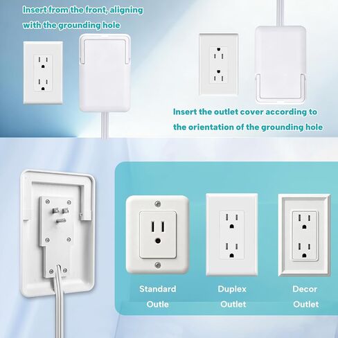 6FT Outlet Cover Extension Cord with Flat Wall Plug, Dual Flat Plug Power Strip with 6 Outlets, Ultra Thin Concealer Power Strip for Kitchen Home Office, Child & Pet Safe, 1625W White in Saudi Arabia