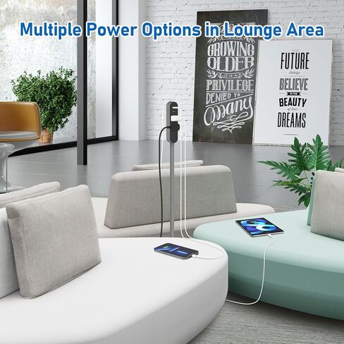 Mobile Charging Tower 5 AC Outlets 4 USB Ports 10ft Retractable Power Cord in Kuwait
