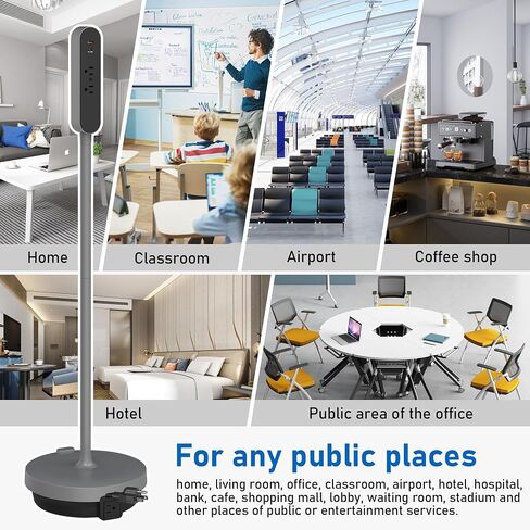 Mobile Charging Tower 5 AC Outlets 4 USB Ports 10ft Retractable Power Cord in Kuwait